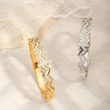Waterproof Wave Zircon Bracelet Stainless Steel Bangle