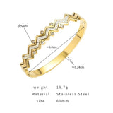 Waterproof Wave Zircon Bracelet Stainless Steel Bangle