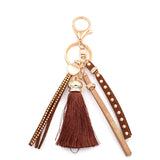 Colorful Leather Tassel Key Chain for Women Girls