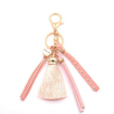 Colorful Leather Tassel Key Chain for Women Girls