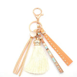 Colorful Leather Tassel Key Chain for Women Girls