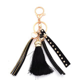 Colorful Leather Tassel Key Chain for Women Girls