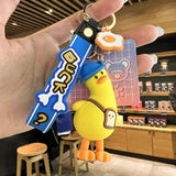 Crooked Neck Duck 3D Keychain Animal Lanyard Key Chain for Woman Bag