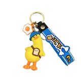 Crooked Neck Duck 3D Keychain Animal Lanyard Key Chain for Woman Bag