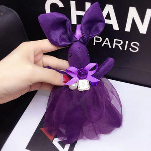 Lace Rabbit Keychain Bow Tie Net Yarn Key Rings Women Shoulder Bags Charm