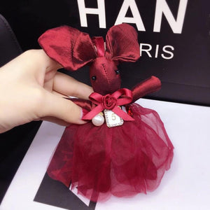 Lace Rabbit Keychain Bow Tie Net Yarn Key Rings Women Shoulder Bags Charm