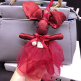 Lace Rabbit Keychain Bow Tie Net Yarn Key Rings Women Shoulder Bags Charm