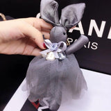 Lace Rabbit Keychain Bow Tie Net Yarn Key Rings Women Shoulder Bags Charm