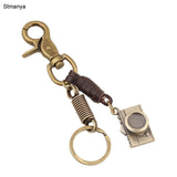 Punk Style Mini Camera Keyring Leather Key Chain Men Women Couple Keychain