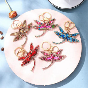 Rhinestone Dragonfly Metal Keychain Bag Pendant