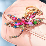 Rhinestone Dragonfly Metal Keychain Bag Pendant