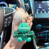 Rhinestone Animal Key Chain Mink Hair Cartoon Figure Car Key Chain