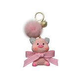 Rhinestone Animal Key Chain Mink Hair Cartoon Figure Car Key Chain