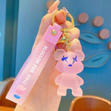 Crystal Bear Key Chain Transparent Animal Keyring Backpack Pendant