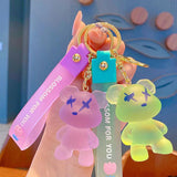 Crystal Bear Key Chain Transparent Animal Keyring Backpack Pendant