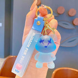 Crystal Bear Key Chain Transparent Animal Keyring Backpack Pendant