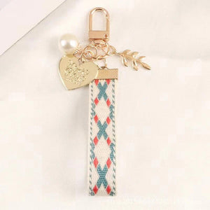 Striped Cloth Belt Keychain Car Alloy Pendant