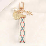 Striped Cloth Belt Keychain Car Alloy Pendant