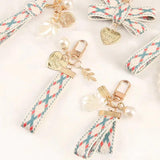 Striped Cloth Belt Keychain Car Alloy Pendant