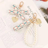 Striped Cloth Belt Keychain Car Alloy Pendant