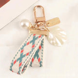 Striped Cloth Belt Keychain Car Alloy Pendant