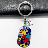 Autism Awareness Enamel Puzzle Ribbon Keychain