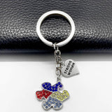 Autism Awareness Enamel Puzzle Ribbon Keychain
