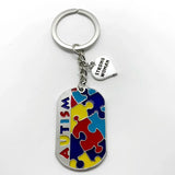 Autism Awareness Enamel Puzzle Ribbon Keychain