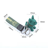 Colorful Punk Frenchie Keychain Leather Bag Pendant Jewelry Trinket Car Key Ring