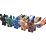 Colorful Punk Frenchie Keychain Leather Bag Pendant Jewelry Trinket Car Key Ring
