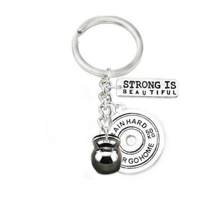 Gun Kettlebell Fitness Keychain Student Letter Jewelry Accessories