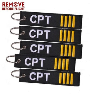 5 PCS/LOT CPT Keychain Embroidery Jewelry Aviation Zip Puller Key Rings
