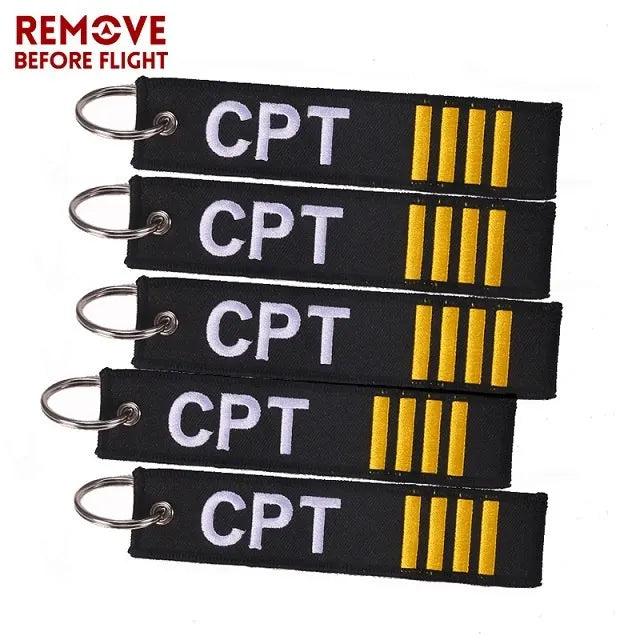 5 PCS/LOT CPT Keychain Embroidery Jewelry Aviation Zip Puller Key Rings