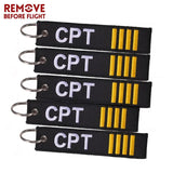 5 PCS/LOT CPT Keychain Embroidery Jewelry Aviation Zip Puller Key Rings