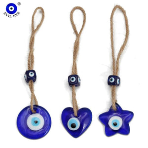 Glass Evil Eye Pendant Keychain Heart Star Round Key Chain Car Keyring