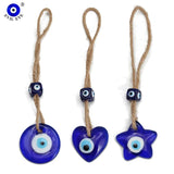 Glass Evil Eye Pendant Keychain Heart Star Round Key Chain Car Keyring