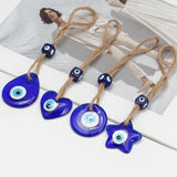 Glass Evil Eye Pendant Keychain Heart Star Round Key Chain Car Keyring