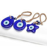 Glass Evil Eye Pendant Keychain Heart Star Round Key Chain Car Keyring