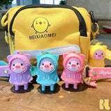 Raincoat Pig Cartoon Keychain Umbrella Rainbow Couple Bag Pendant Doll