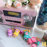 Raincoat Pig Cartoon Keychain Umbrella Rainbow Couple Bag Pendant Doll
