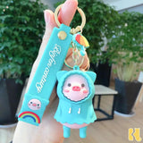 Raincoat Pig Cartoon Keychain Umbrella Rainbow Couple Bag Pendant Doll