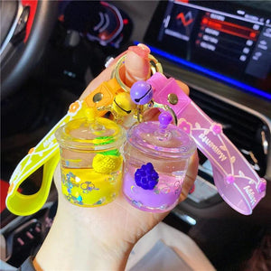 Oil Liquid Fruit Bottle Pendant Keychain Gift Phone Lanyard