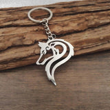 Stainless Steel Lone Wolf Keychain Charm Key Ring