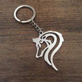 Stainless Steel Lone Wolf Keychain Charm Key Ring