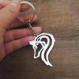 Stainless Steel Lone Wolf Keychain Charm Key Ring