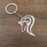 Stainless Steel Lone Wolf Keychain Charm Key Ring