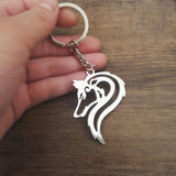 Stainless Steel Lone Wolf Keychain Charm Key Ring