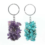 KFT Natural Gravel Stone Keychain Healing Crystal Quartz Lucky Key Ring