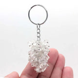 KFT Natural Gravel Stone Keychain Healing Crystal Quartz Lucky Key Ring