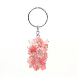 KFT Natural Gravel Stone Keychain Healing Crystal Quartz Lucky Key Ring